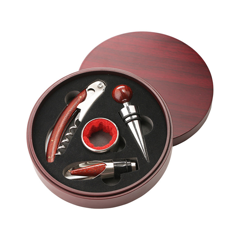 BR-WG10B Round Box 4pcs Accessories Wine Set Opener